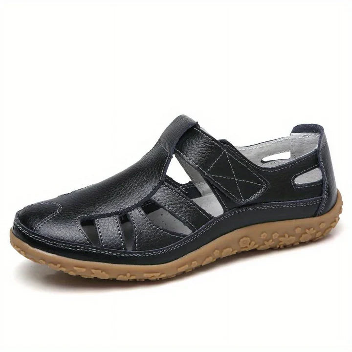 Chaussures confort orthopédiques en cuir à bout large