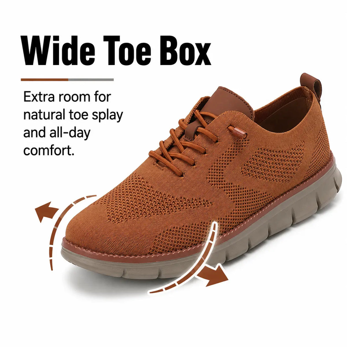 Chaussures orthopédiques pour homme à bout large – ultra confortables, dessus tricot respirant