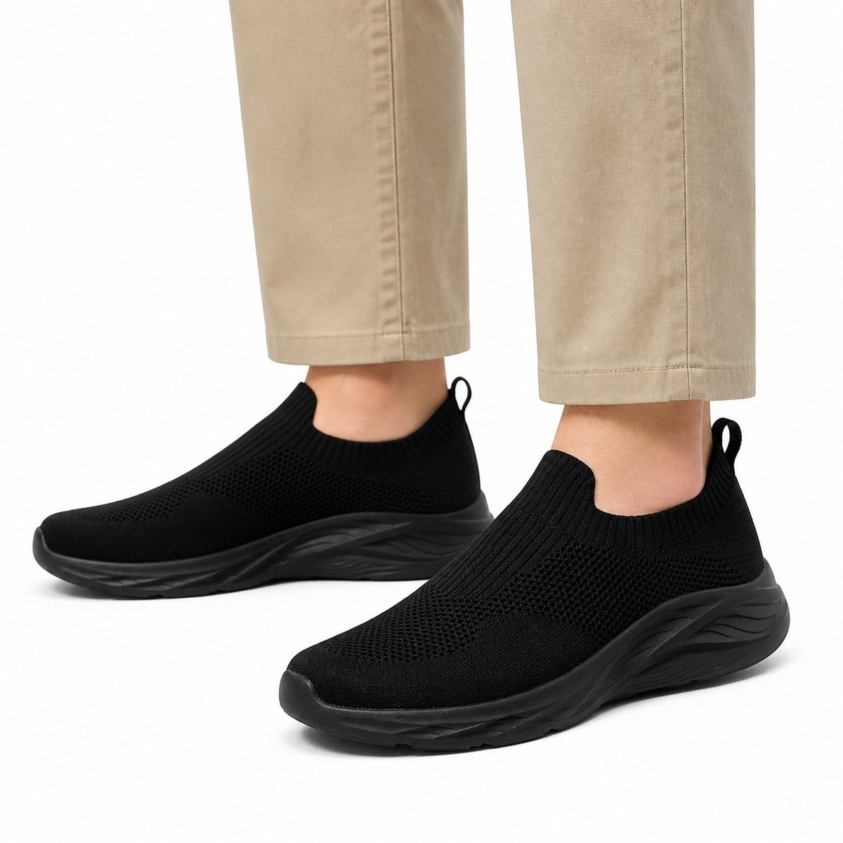 Chaussures de marche orthopédiques à enfiler pour homme, coupe large – sans lacets