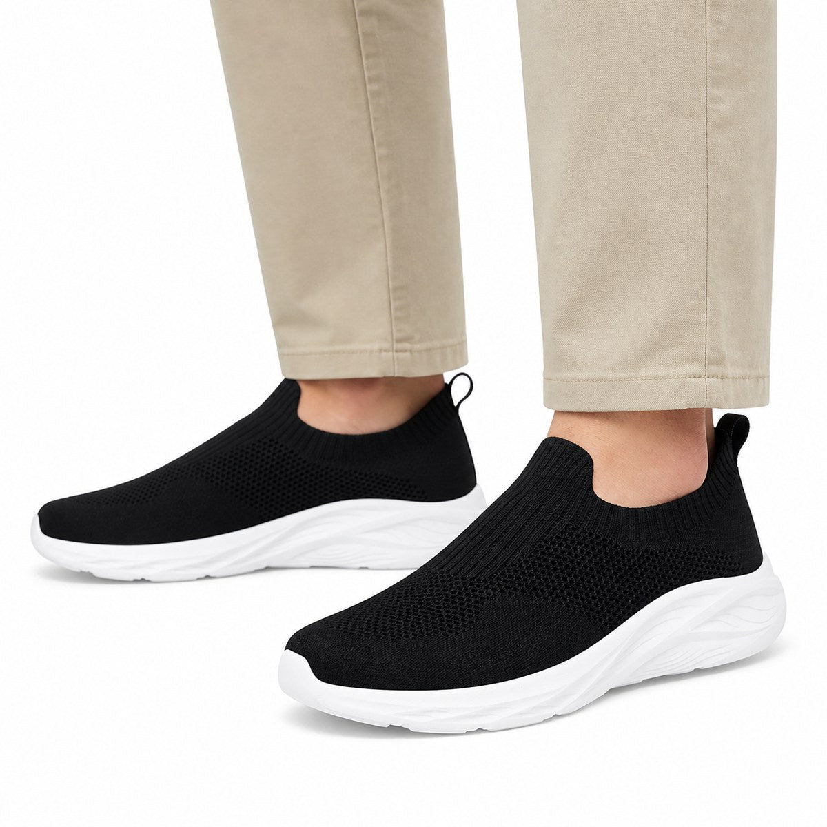Chaussures de marche orthopédiques à enfiler pour homme, coupe large – sans lacets