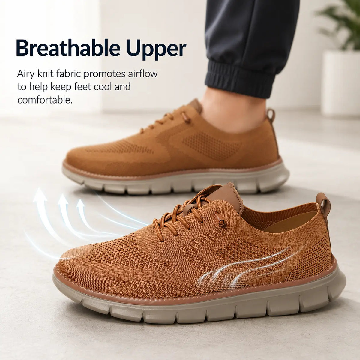 Chaussures orthopédiques pour homme à bout large – ultra confortables, dessus tricot respirant