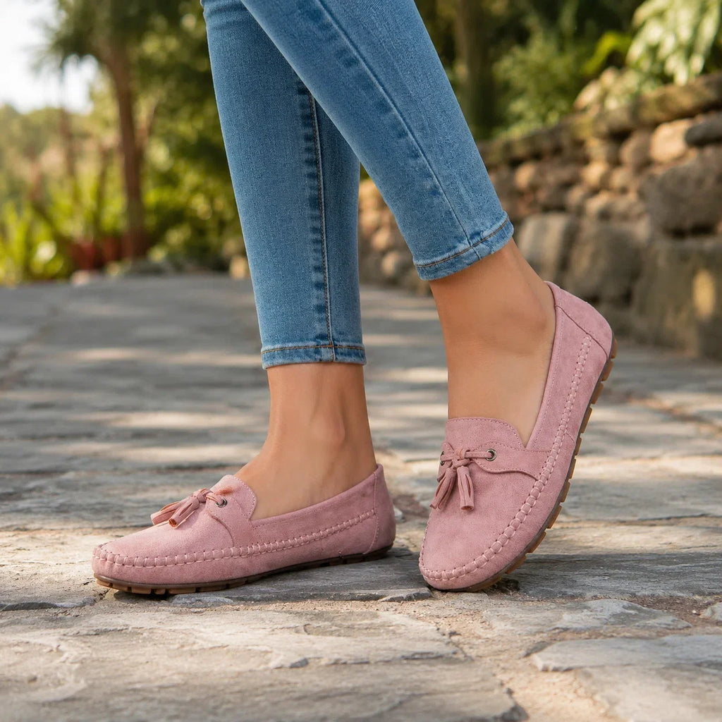 Mocassins orthopédiques en daim pour femme, coupe extra large