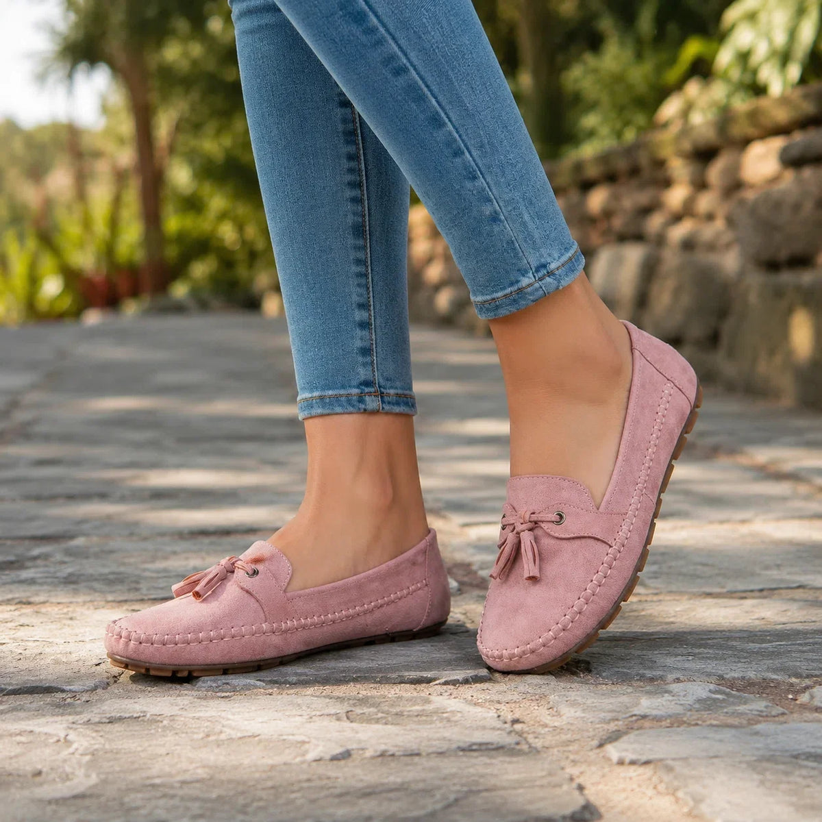 Mocassins orthopédiques en daim pour femme, coupe extra large