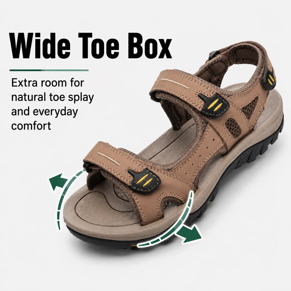 Sandales orthopédiques de maintien pour homme, bout large et brides réglables