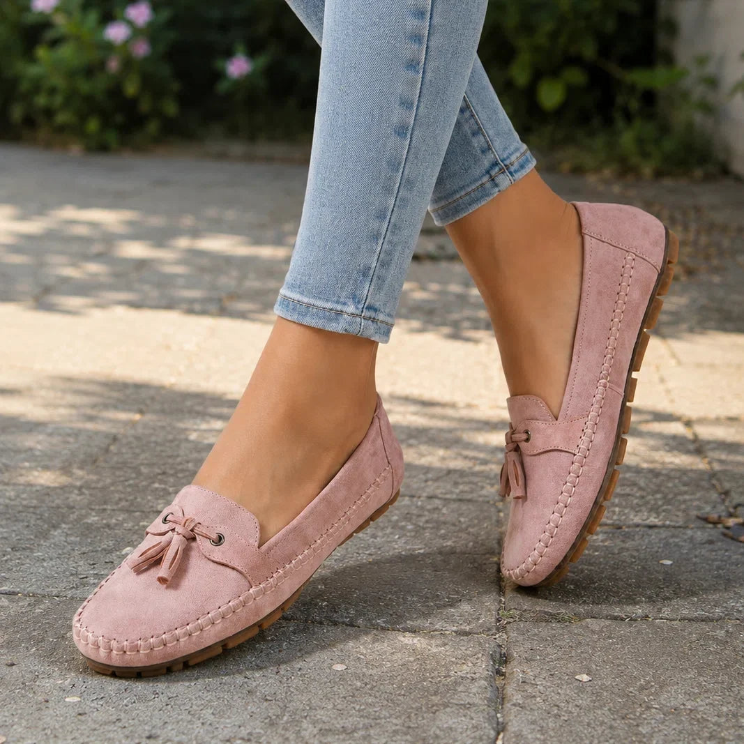 Mocassins orthopédiques en daim pour femme, coupe extra large