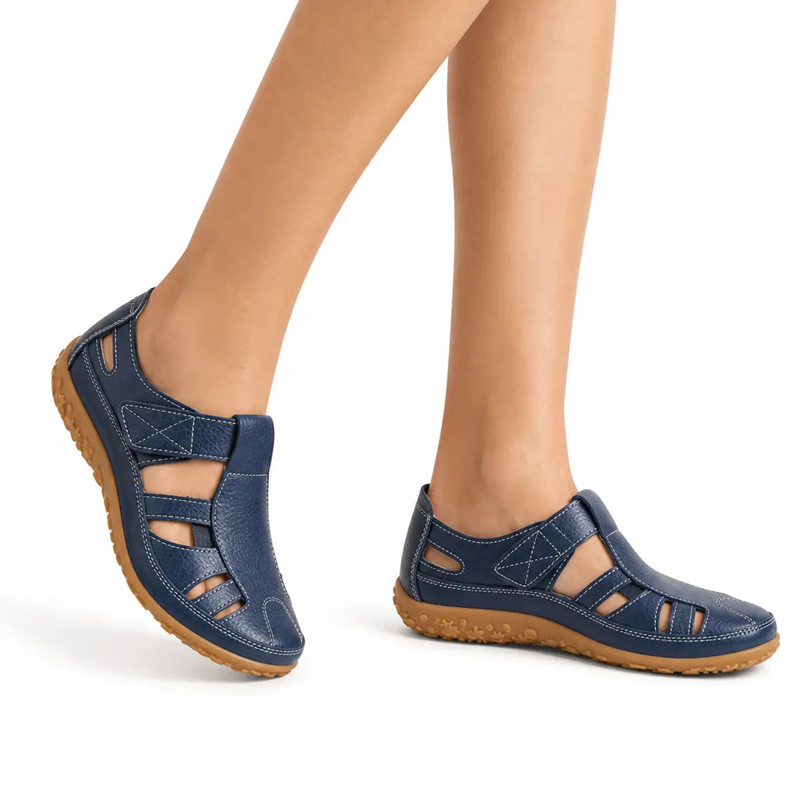 Chaussures confort orthopédiques en cuir à bout large