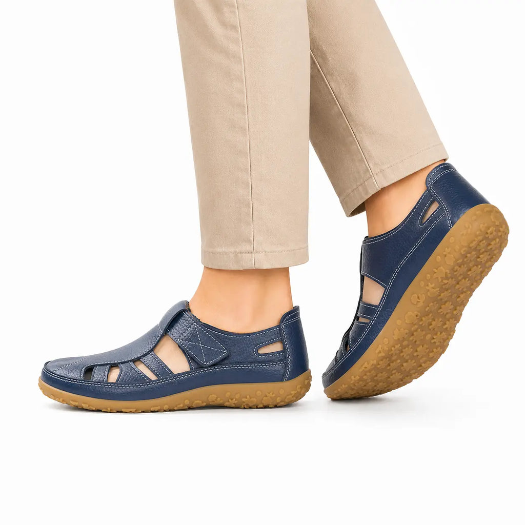 Chaussures confort orthopédiques en cuir à bout large
