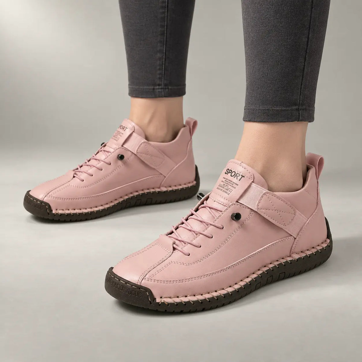 Baskets de marche orthopédiques pour femme, coupe large et lacets élastiques