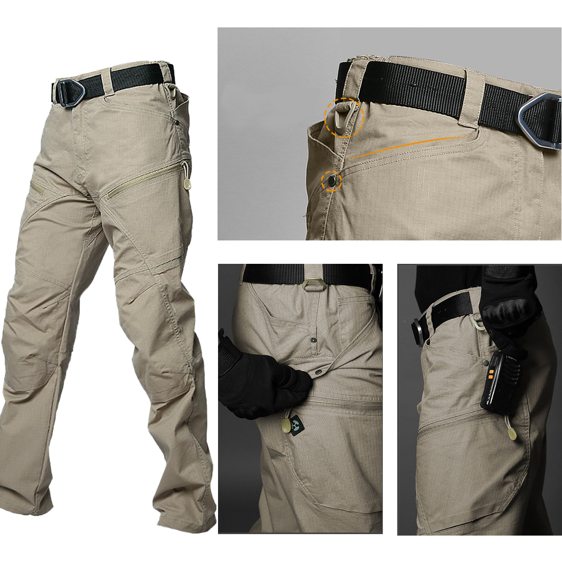 Pantalon cargo tactique déperlant pour homme – pantalon d'extérieur extensible