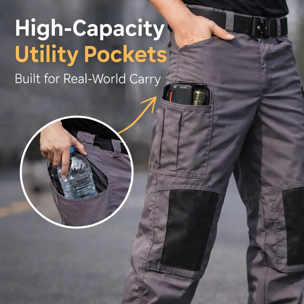 Pantalon cargo pour homme – pantalon ripstop déperlant pour la ville et l'extérieur