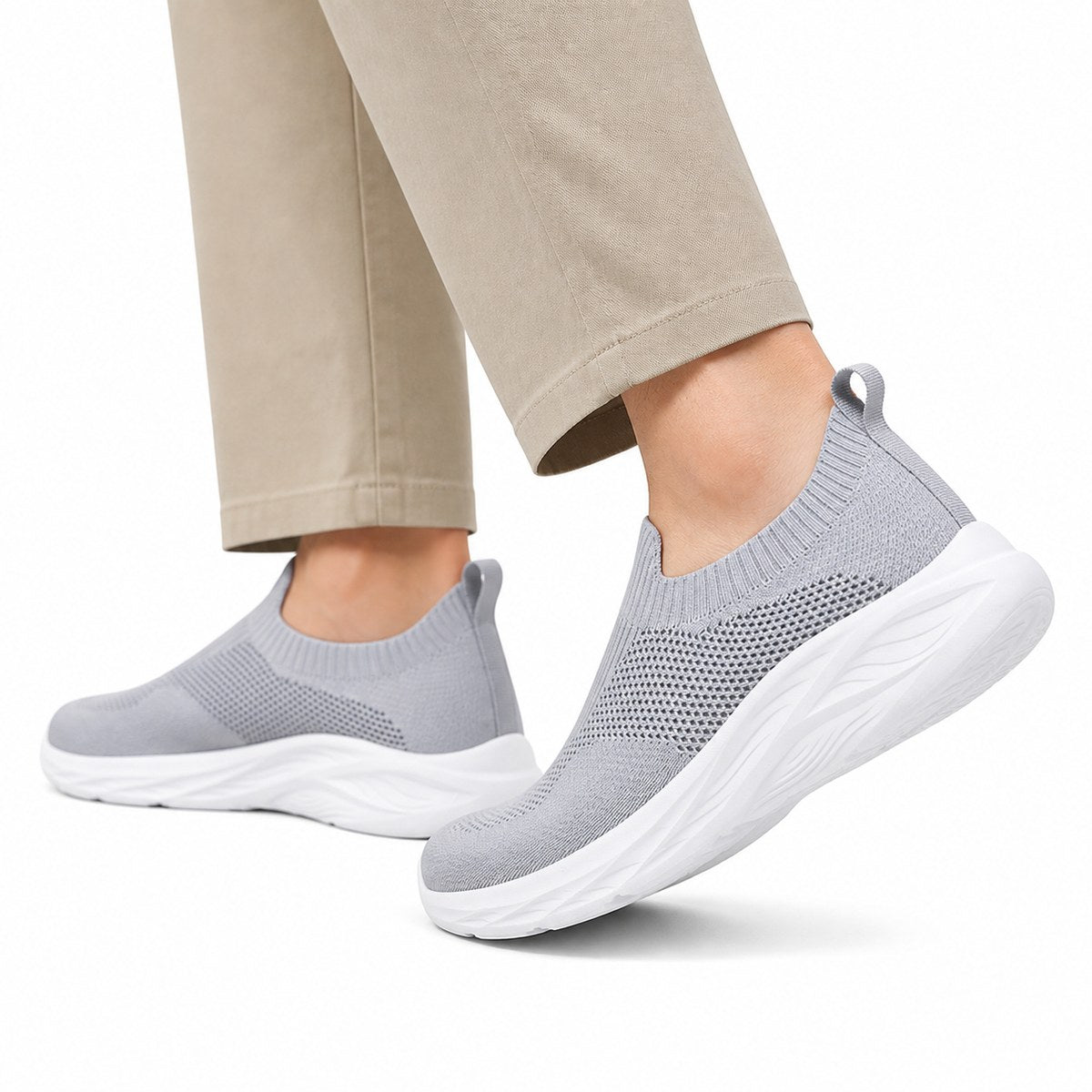 Chaussures de marche orthopédiques à enfiler pour homme, coupe large – sans lacets