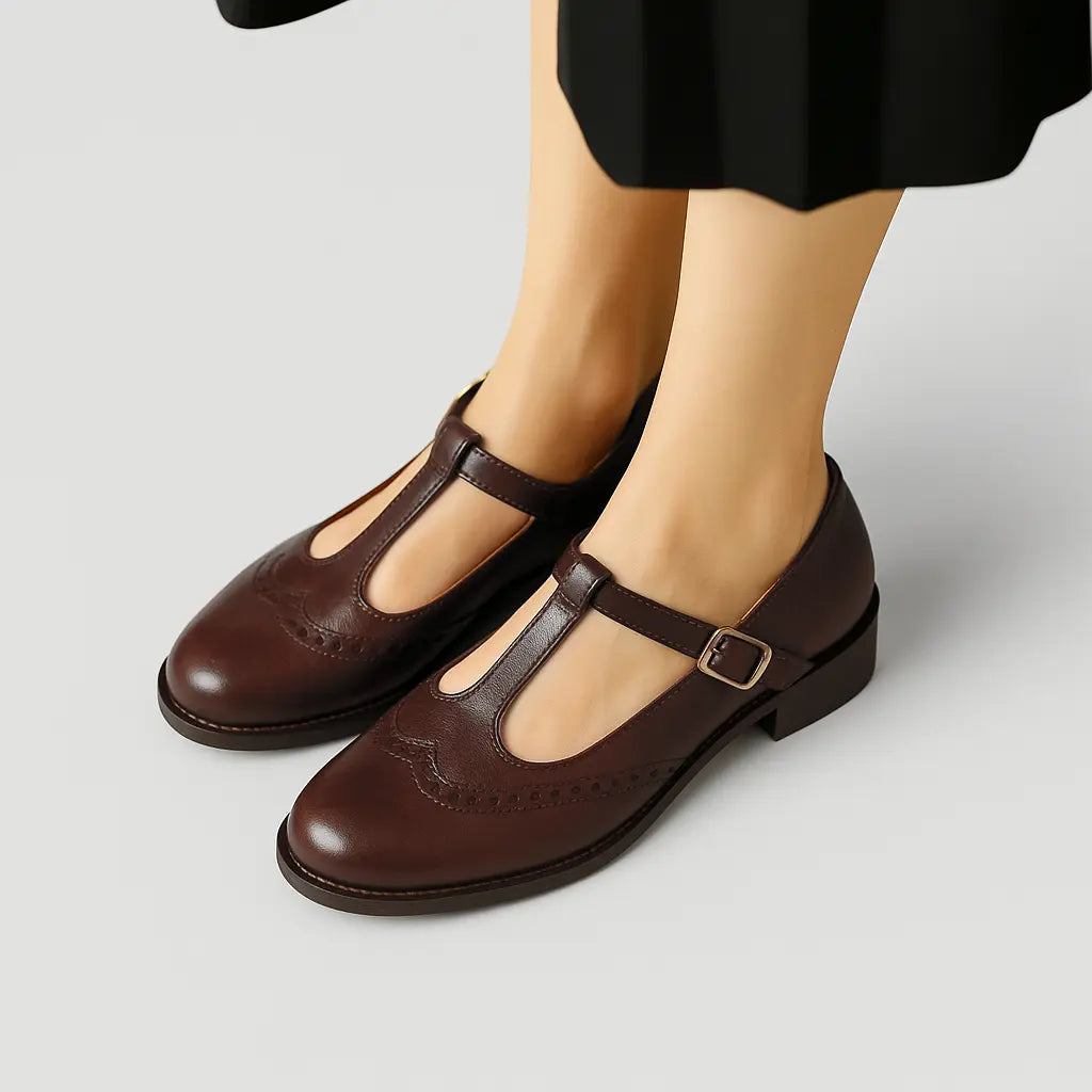 Babies Mary Jane vintage pour femme, aspect cuir souple – chaussures de marche