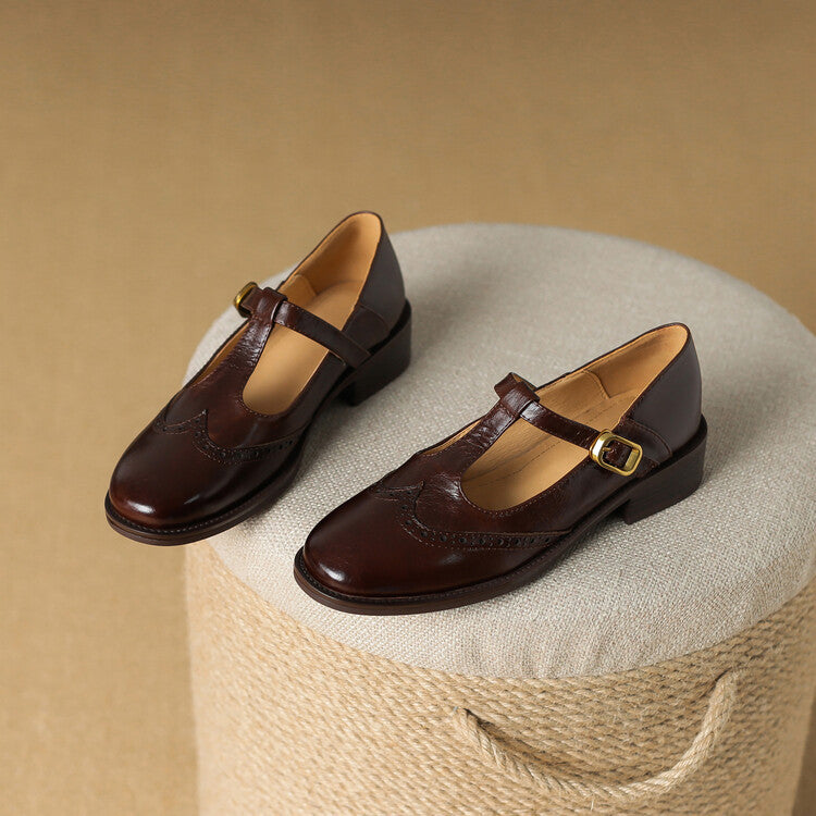 Babies Mary Jane vintage pour femme, aspect cuir souple – chaussures de marche
