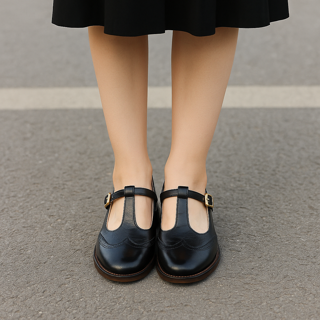 Babies Mary Jane vintage pour femme, aspect cuir souple – chaussures de marche