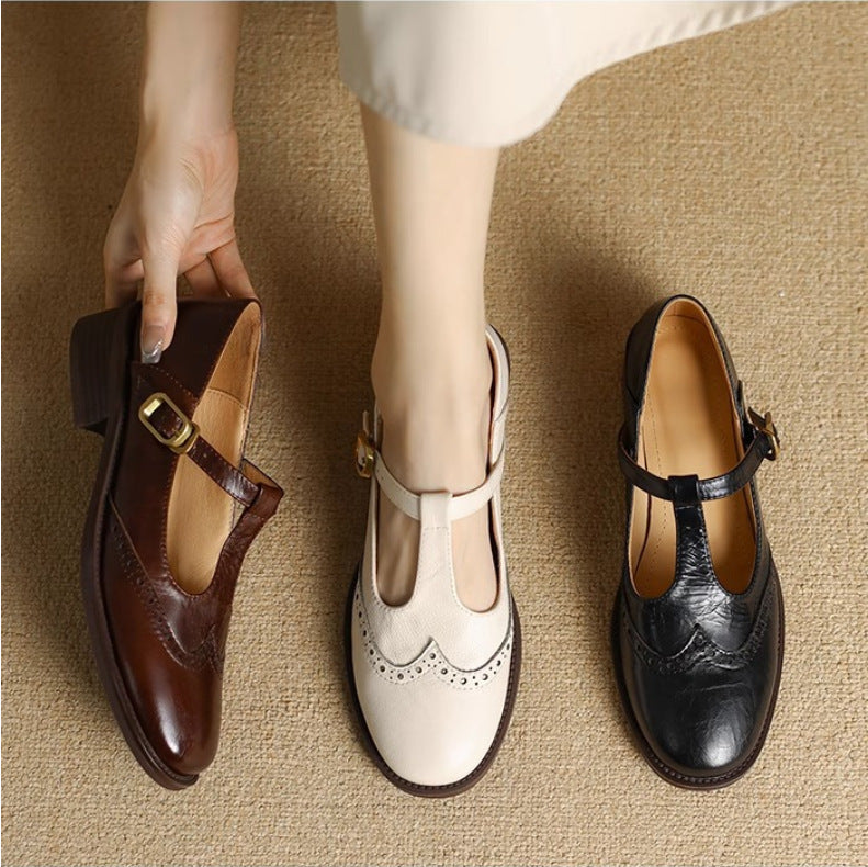 Babies Mary Jane vintage pour femme, aspect cuir souple – chaussures de marche