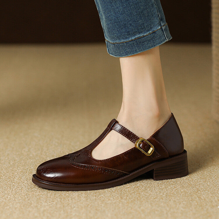 Babies Mary Jane vintage pour femme, aspect cuir souple – chaussures de marche