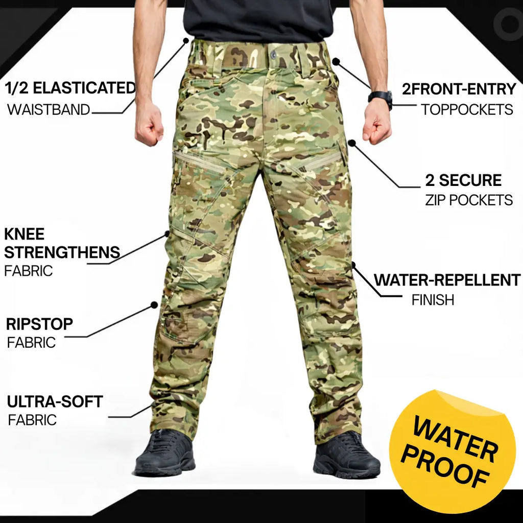 Pantalon tactique multicam déperlant extensible pour homme